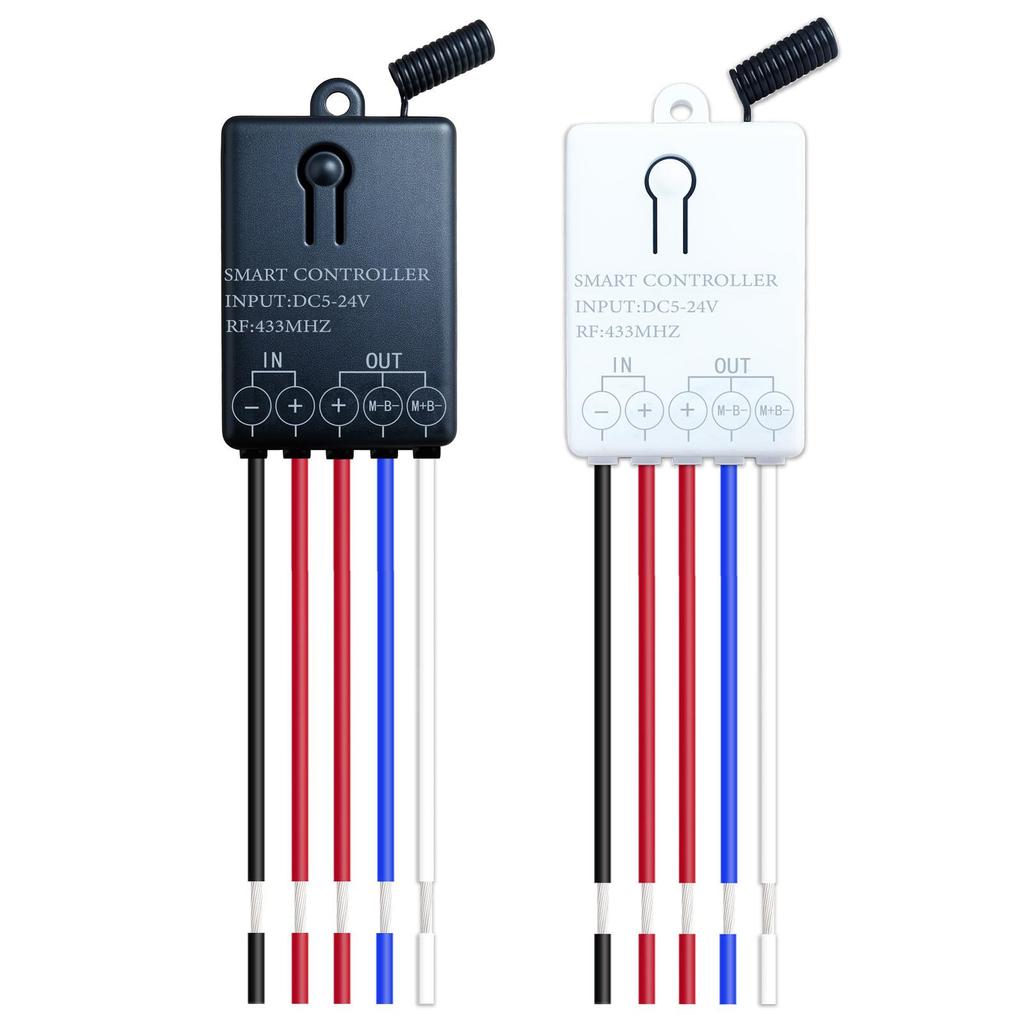 DC 5V/12V/24V Wireless Remote Control Switch for Motor Forward/Reverse Rotation, 20A Dual Output Receiver