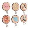 6pcs Self Adhesive Cute Wall Hooks No Drilling Boxwood Animal Coat Hook for Kitchen