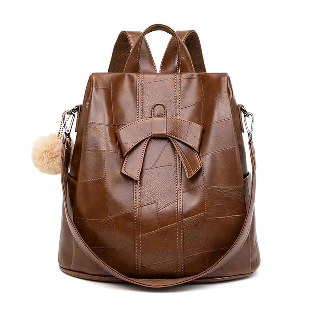 BUKESIYI Women's Mini Backpack, Large Capacity, Waterproof, PU Leather, Brown, JP78532