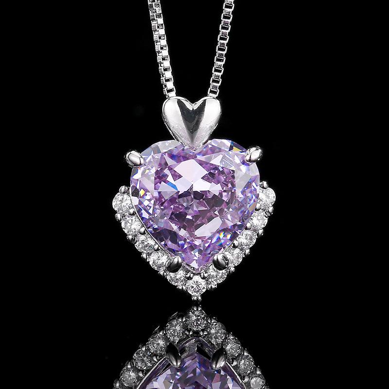 Jewelry Jewelry Set High Carbon Diamond Earrings Necklace Ring Heart Shape Design Fashion Women'S Jewelry Goods