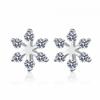 Sterling Snowflake Moissanite Stud Earrings Women Minimalist Chic Valentines Gift Best Friend