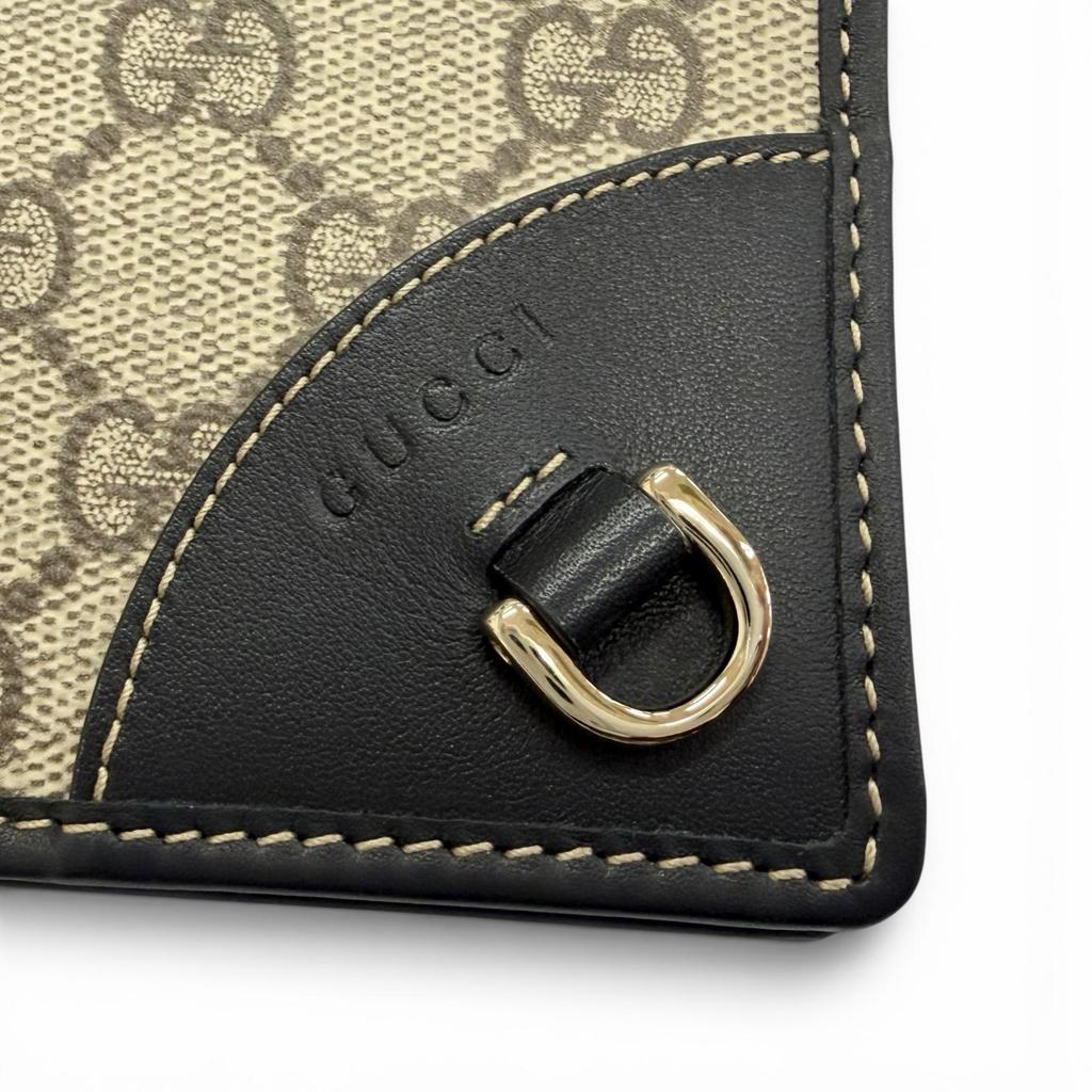 Excellent GUCCI Purse GG Emblem Continental Wallet black GG canvas mens 821802 Used