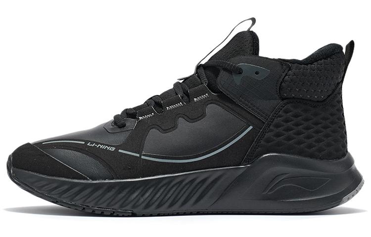 Li Ning Soft Zero WNTR Comfortable, Fleece Lined Mid top Running Shoes Men s Black AGLR237-5 45