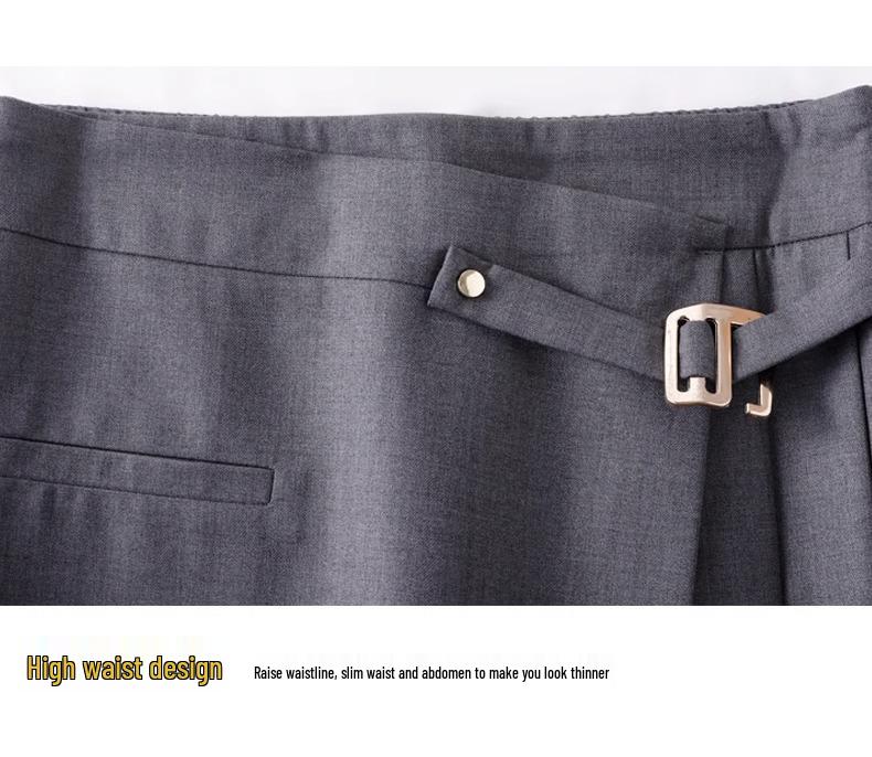 Women's Irregular High-Waist Midi Skirt - Drapey Pleats, A-Line, Spring/Autumn 2025 Collection