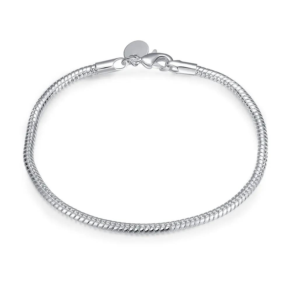 Bijoux fins originaux faits à la main, Bracelet à breloques en argent Sterling 925, os de serpent doux et lisse, bracelets pour femme
