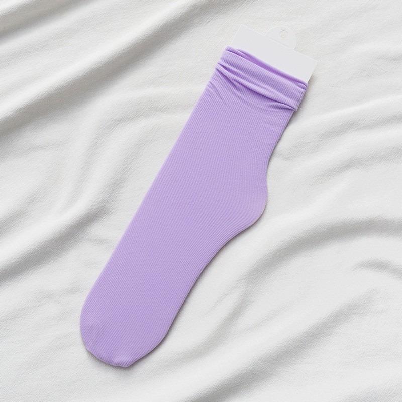 Female Spring and Summer Thin Solid Color All Kinds of Candy Color Breathable In The Cylinder Pile Socks