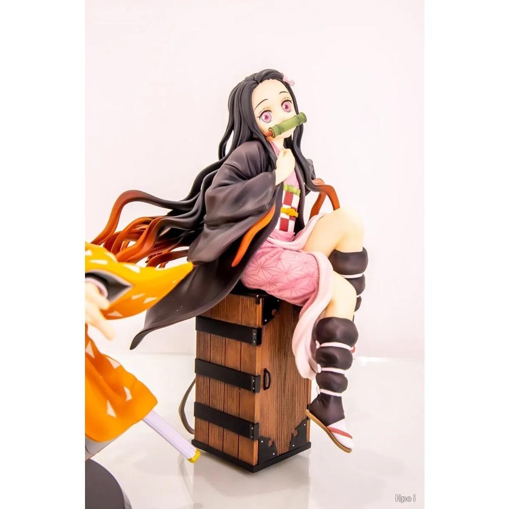 15CM Demon Slayer Kamado Nezuko Sitting Model Toy PVC Figure Toy Present Collection Box Decoration Desktop Collection Decoration