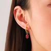18K Gold-Plated Red Zirconia Stainless Steel Ear Studs with Titanium Steel, Light Luxury Waterproof Ear Cuffs for Women
