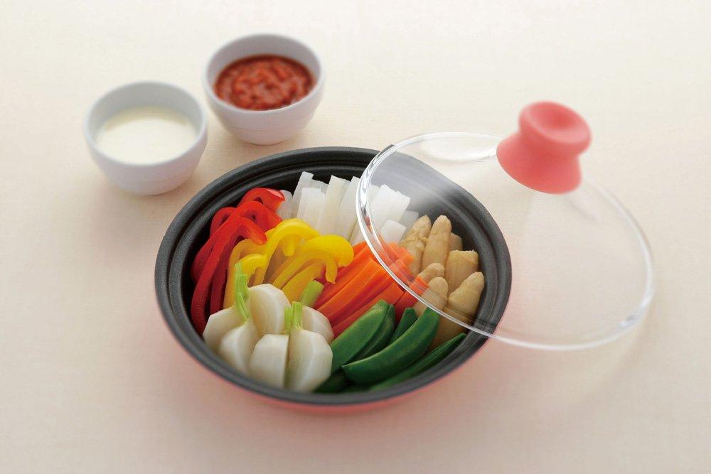 Dipper IH-Compatible Tagine Pot with Glass Lid, 23cm, Pink, DR-5331