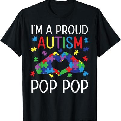 I'M A Proud Autism Pop Awareness Day Grandson Boy T Shirt - Men's Summer Cotton Graphic Tee