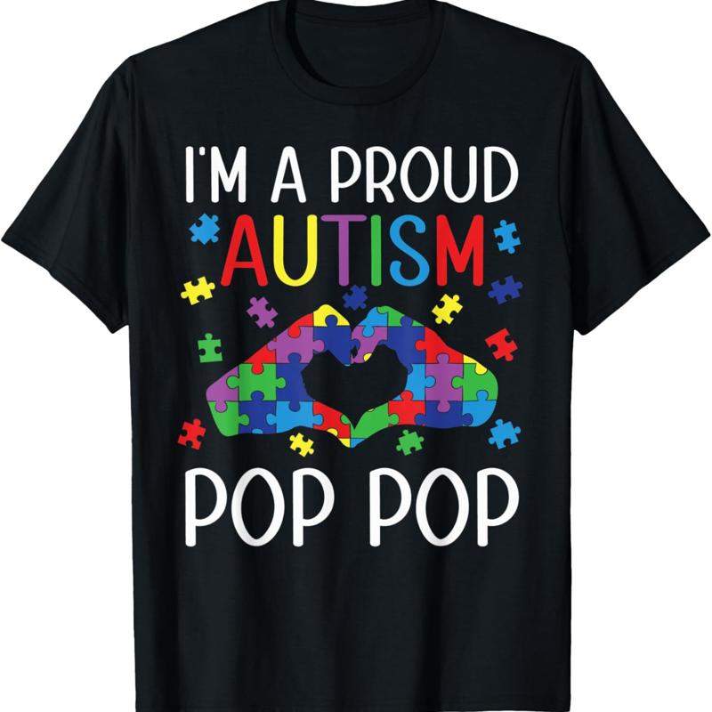 

I M A Proud Autism Pop Awareness Day Grandson Boy T Shirt - Men s Summer Cotton Graphic Tee S разноцветный