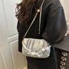 New bag women's fashion trend messenger bag versatile casual chain shoulder bag solid color hand-held pleated bag