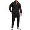 Men'S Stand Up Collar Button Casual Long Sleeved Shirt Long Pants Sports Suit