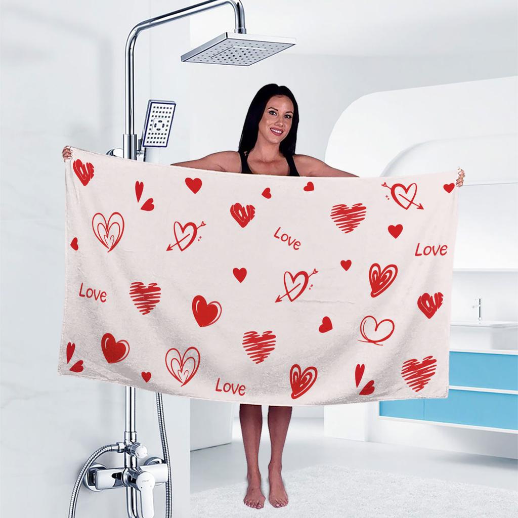 pink heart Print Towel Sport Quick-Drying Super Absorbent Camping Towel Super Soft Lightweight Gym Swimming Yoga Beach Towel