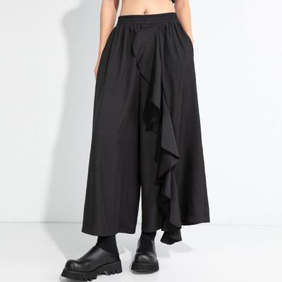Pantaloni larghi da donna neri taglie forti per Primavera Autunno a vita alta casual larghi