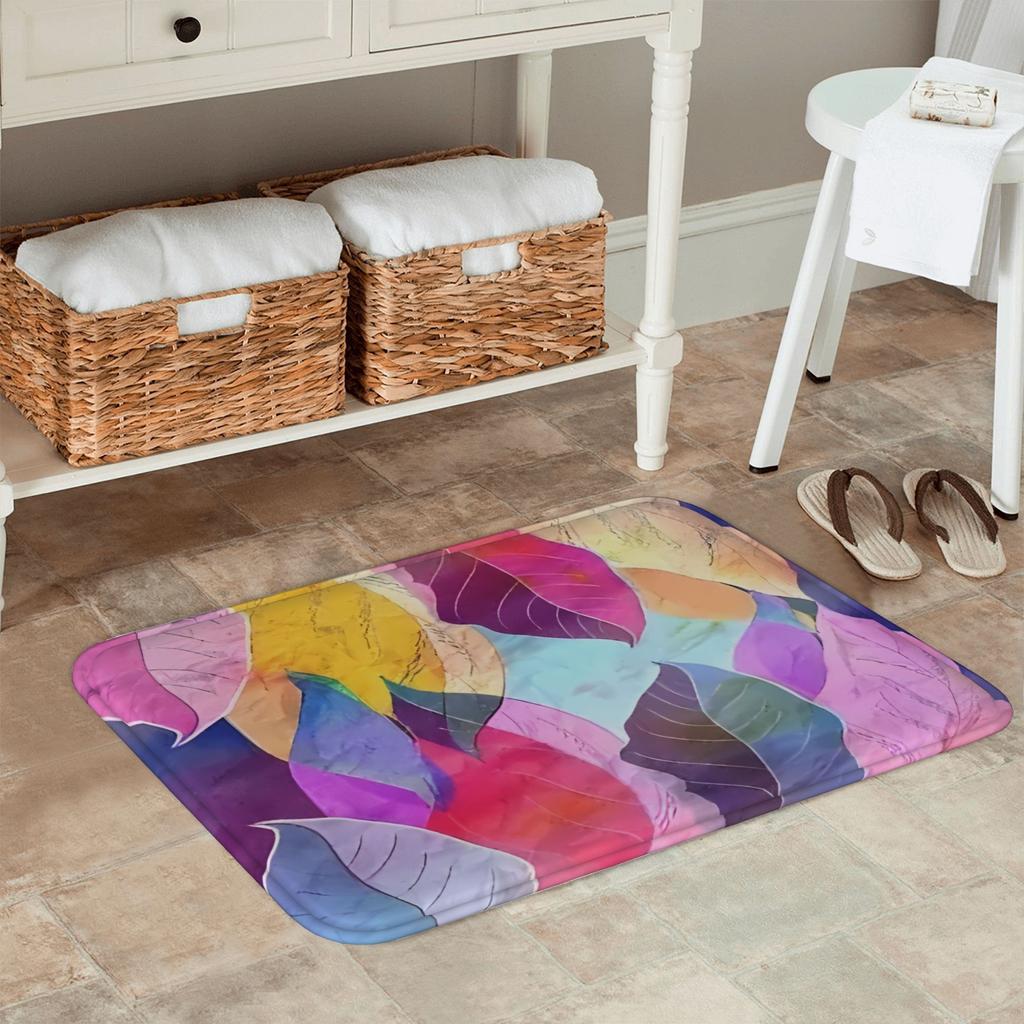 1P Chroma Foliage pattern Kitchen Rug Non-Slip Door Mat Pop design Bathroom Rug Bath Mat Carpet for Home Sink Laundry ecoreeree