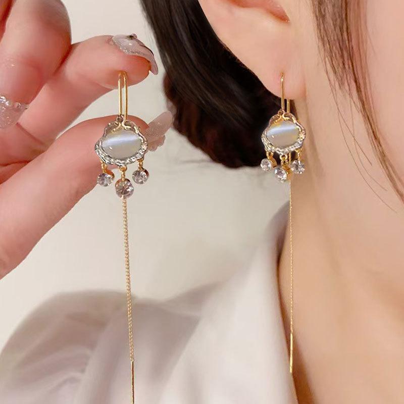 Boucles d'oreilles gland perle en forme d'éventail:  Pendentif Boucle de Paix Style Chinois Rétro pour Costumes Hanfu