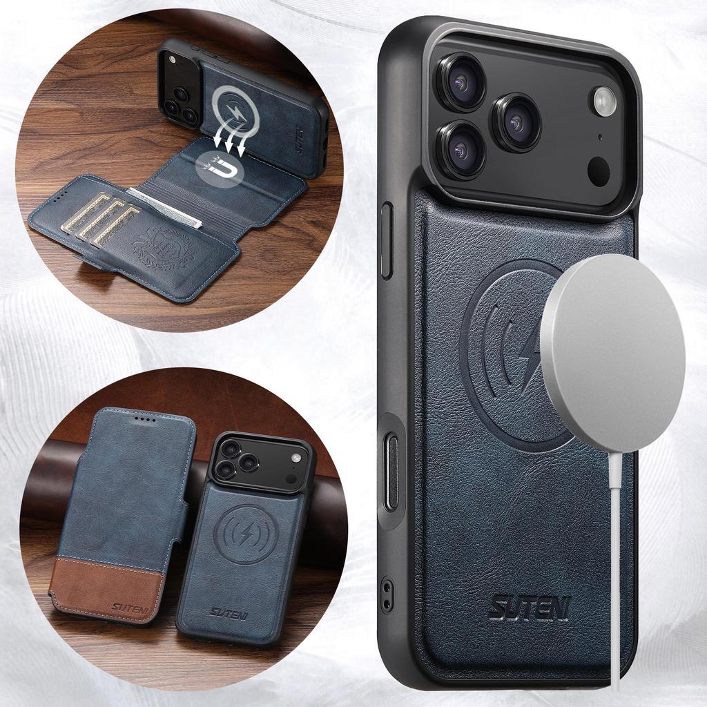 iPhone 17 Pro Max Flip Case: Card Slot, Magnetic Snap, Wireless Charging Stand, Leather 2-in-1 Design