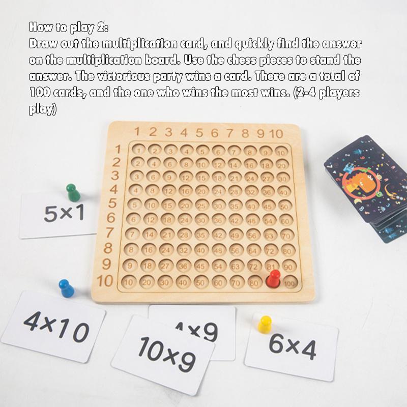 Montessori Wooden Multiplication Board Game Children Math Educational Toys Counting Hundred Board Interactive Thinking Game