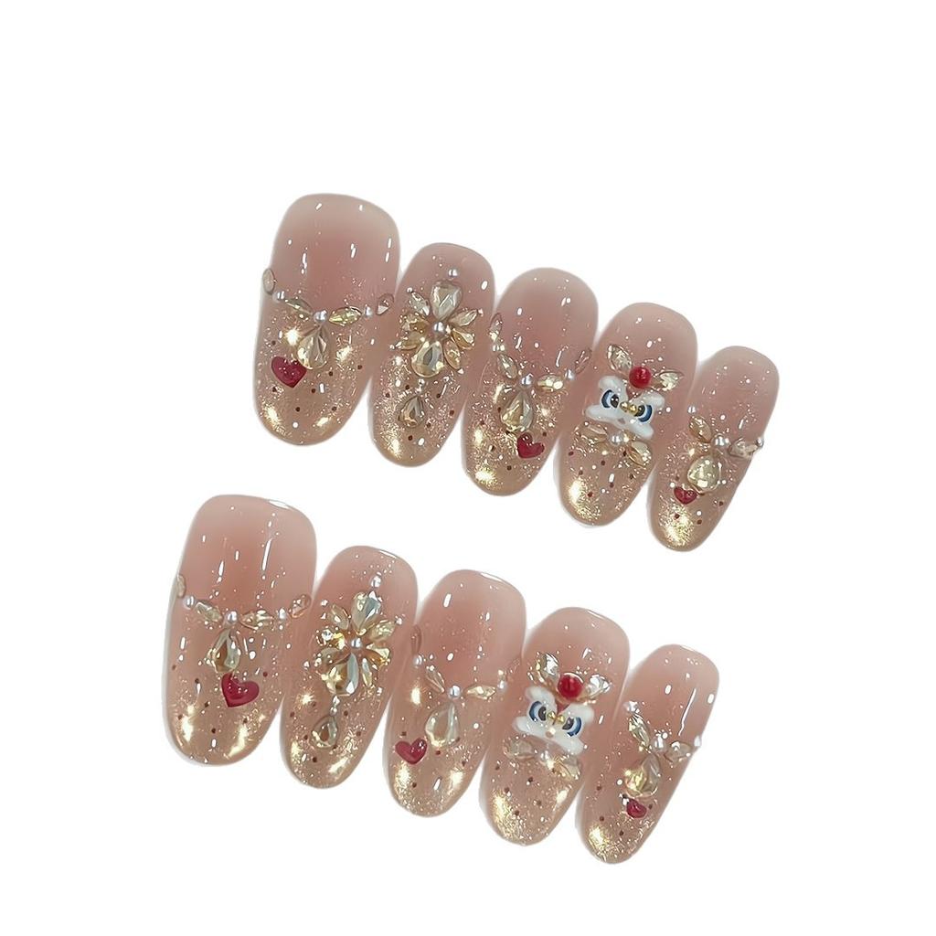 Ongles à Presser Moyens Stiletto Paillettes Faux Ongles Press-ons avec Design Réutilisables Acrylique Faux Ongle Couverture Complète Ongle à Coller Ongle à Coller pour Femmes