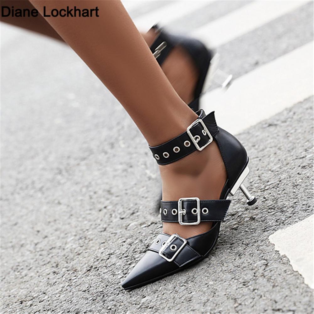 Fashion 2025 Spring New Women Gladiator Pump Thin High Heels Pointed Toe Ankle Strap Buckle Party Ladies Sandals Shoes Zapatos Mujer