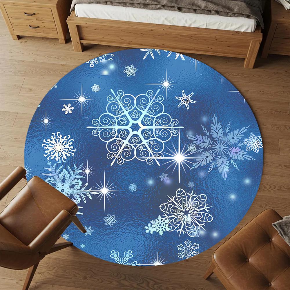 1pc snowflake winter Round Chair mat Area Rug - Non-Slip, Floor Mat for Office, Bedroom, and Indoor Decor c1118027