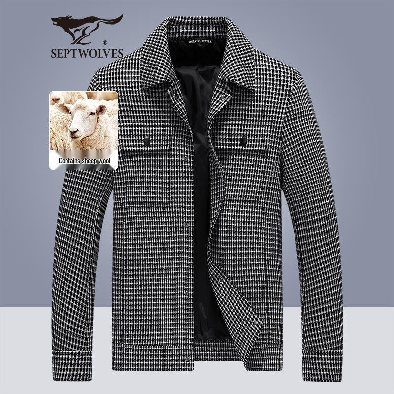 

Septwolves Men s Business Casual Plaid Wool Blend Jacket 180/XXL