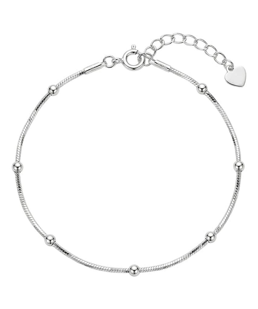 Alleun Silver 925 Square Silver Ball Snake Chain 16Cm Bracelet