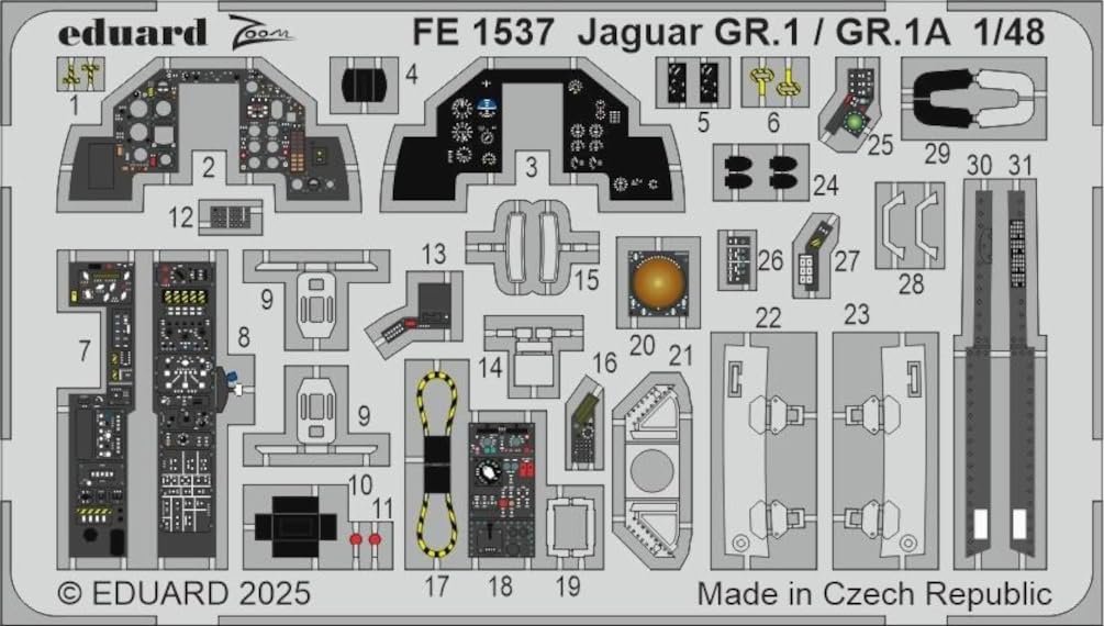 

eduard Zoom Jaguar Фототравление Детали Пластиковая Модель Детали EDUFE1537 1/48 GR.1/GR.1A (для Airfix) (Самолет)