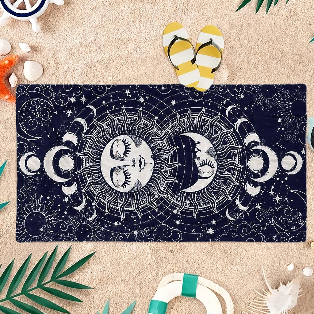 1pc Bohemian Sun&Moon Beach Towel Vintage Large Quick-drying Towel Suitable for Beach Yoga Pool Gym Towel Summer Gift for Friend