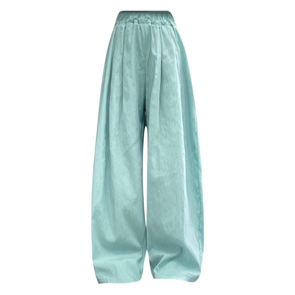 Spring and Summer Solid Color Casual Pants for Girl Elastic Waist Straight Pants Loose Breathable Wide-leg Pants Children's Summer Trousers