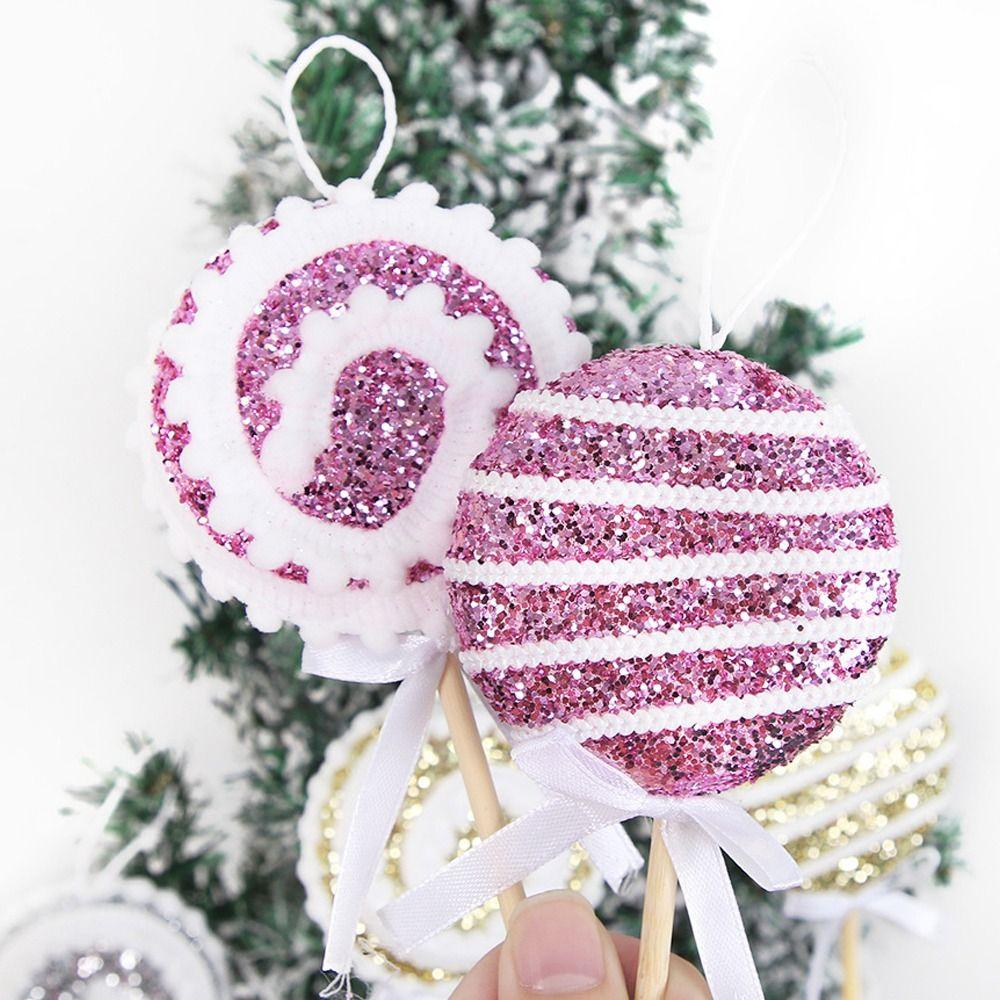Large Sequins Lollipop Ornament Cartoon Xmas Candy Hanging Decor  Winter Home Decor