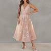 2026 women's spring new, Amazon cross-border Europe and the United States, elegant temperament printed waist lace-up dress