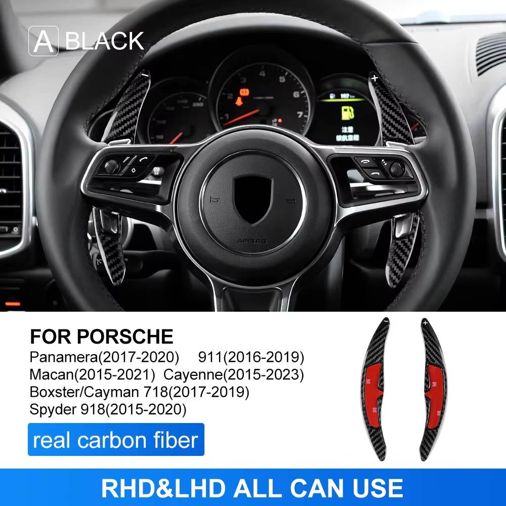 Real Hard Carbon Fiber for Porsche Panamera Macan 971 718 911 Cayenne Boxster Accessories Car Steering Wheel Paddle Shifter