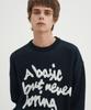 BLOND9 Slogan Round Knit Sweater_Navy (Type B)