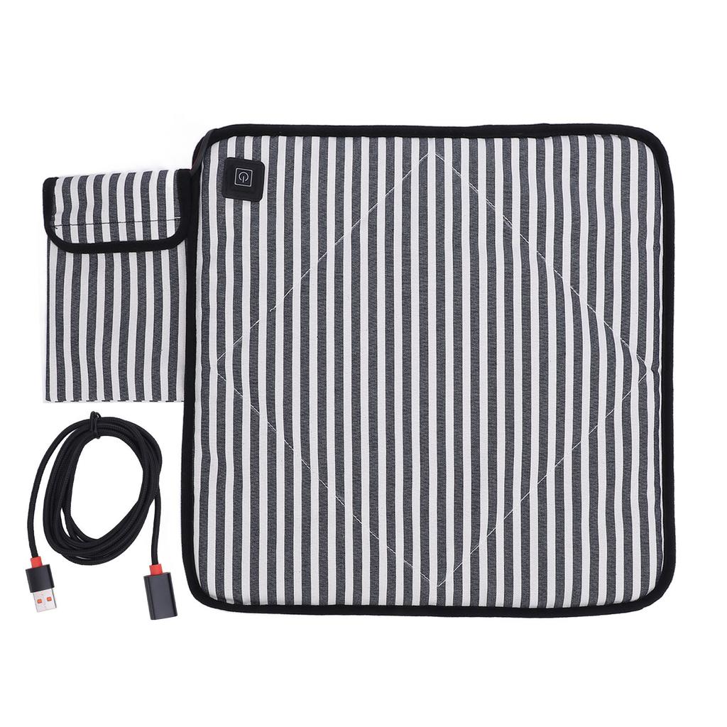 Portable Heated Seat Cushion Canvas USB Adjustable Heating Stadium Seat Pad for Outdoor Camping