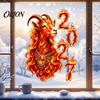 Chinese New Year Party Supplies 2027 of Goat Window Cling, Lunar Zodiac Glass Removable Clings Sticker, Flame Style Spring Festival Door Decor