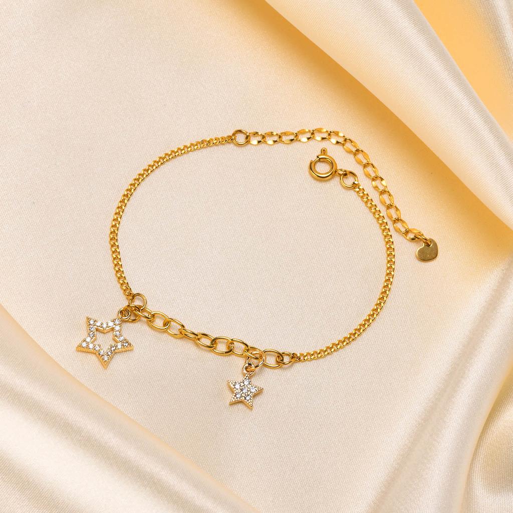 Stainless Steel Chain Pendant Zircon Five-pointed Star Bracelet For Women Y2K Sweet Girls Elegant Charm Bracelets Jewelry Gift