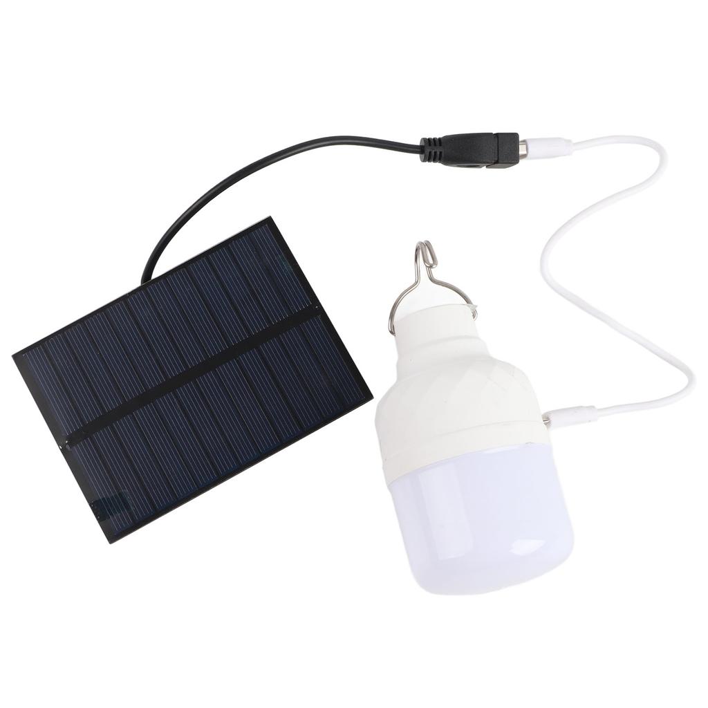 Solar Powered LED Bulb 40W 5000K 1500lm Portable LED Light Bulb with 3W 5V Solar Panel for Camping