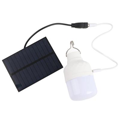 Solarbetriebene LED-Lampe 40W 5000K 1500lm Tragbare LED-Glühbirne mit 3W 5V Solarpanel für Camping