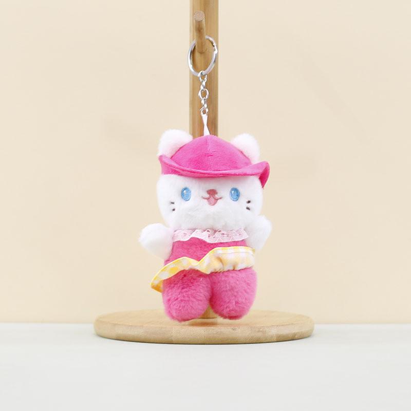 Adorable Plush Cat Keychain Accessory Cute Pink Kitten Doll With Soft Fur Material