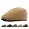 Unisex Autumn Winter Woolen Flat Cap Fleece Lined Thickened Warm Ivy Cabbie Hat British Retro Duckbill Beret Casual Peaked Hat