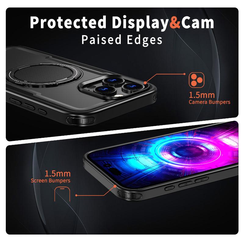 Magsafe Magnetic 360 ° Rotat Metal Car Bracket Ring Phone Case For iPhone 16 Pro Max E 14 11 12 13 15 Pro Max Bumper Back Cover