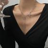 Hollow niche design sense bow a frigid style collarbone chain ins hip hop temperament simple necklace female