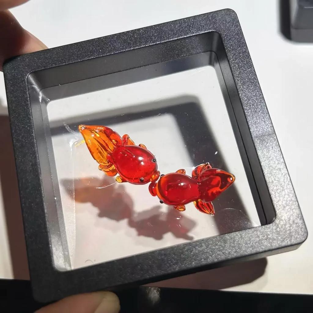 Creative Mini Pocket Goldfish Colored Glaze Transparent Lucky Bag Glass Figurines Handmade Home Decoration Accessories 2025 New