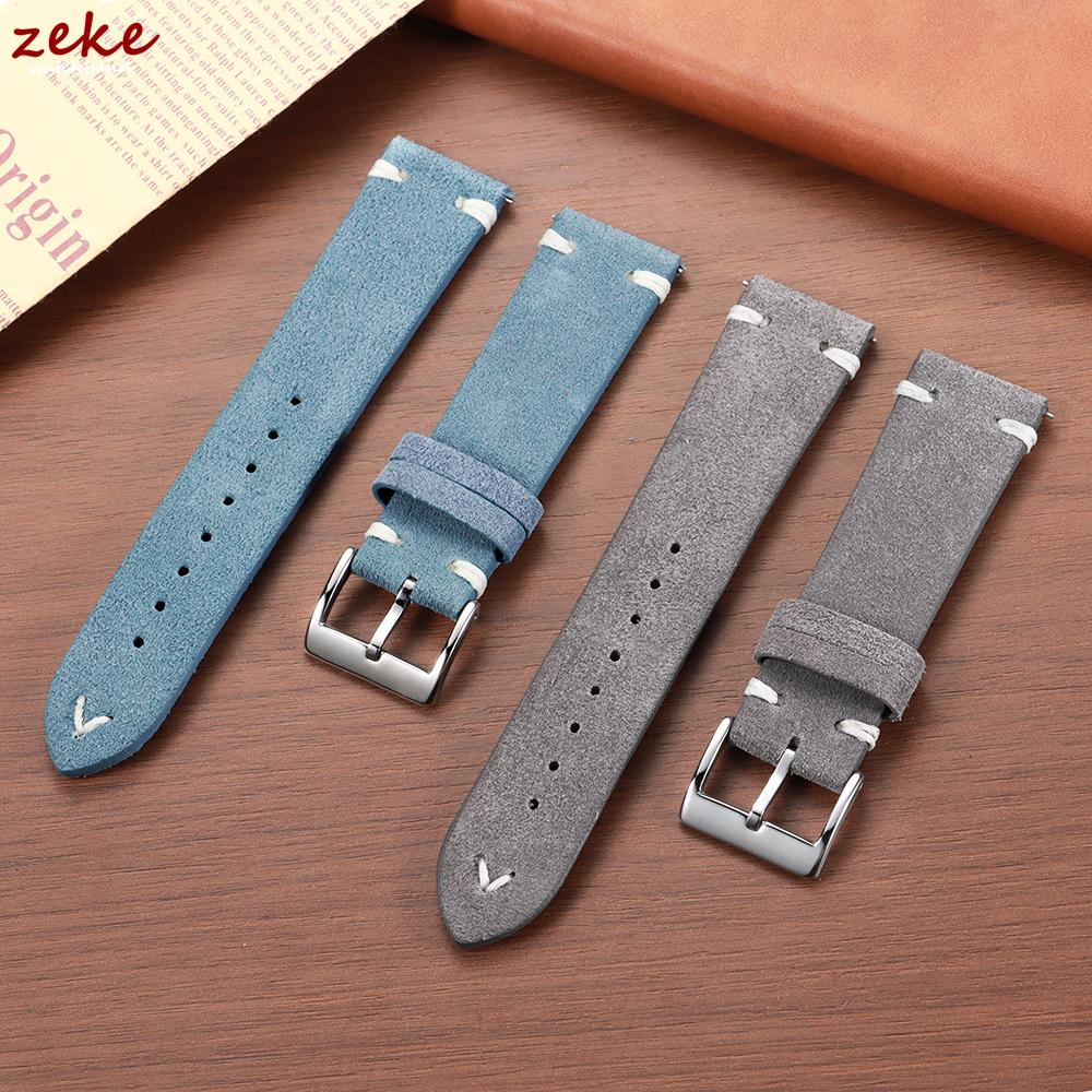 Genuine Suede Leather Watch Strap Vintage Brown Watch Band 18mm 20mm 22mm Quick Release Watchband for Omega Business Wristband