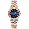 Rose Gold Women's Wristwatch Crystal Waterproof Stainless Steel Luxury Cute Gift Blue