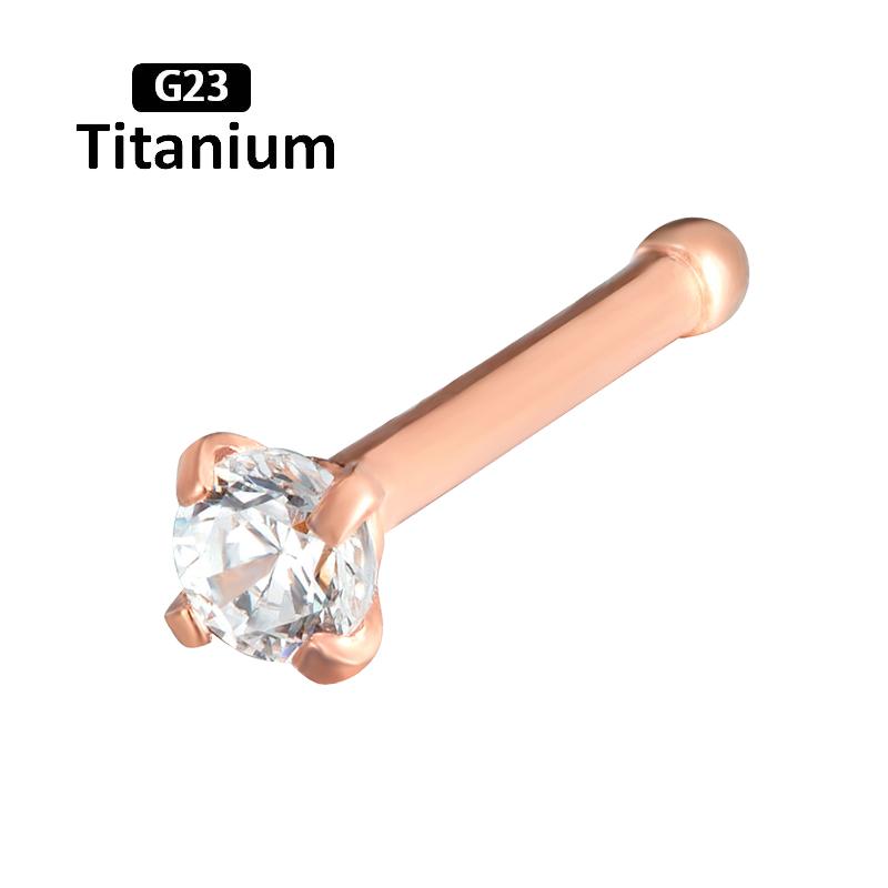 1PC 20G Nose Stud Multi Styles G23 Titanium 2mm Zircon 6.5mm Hook Bar Pin Ear Stud Earring Nose Lip Piercing Body Jewelry Labret