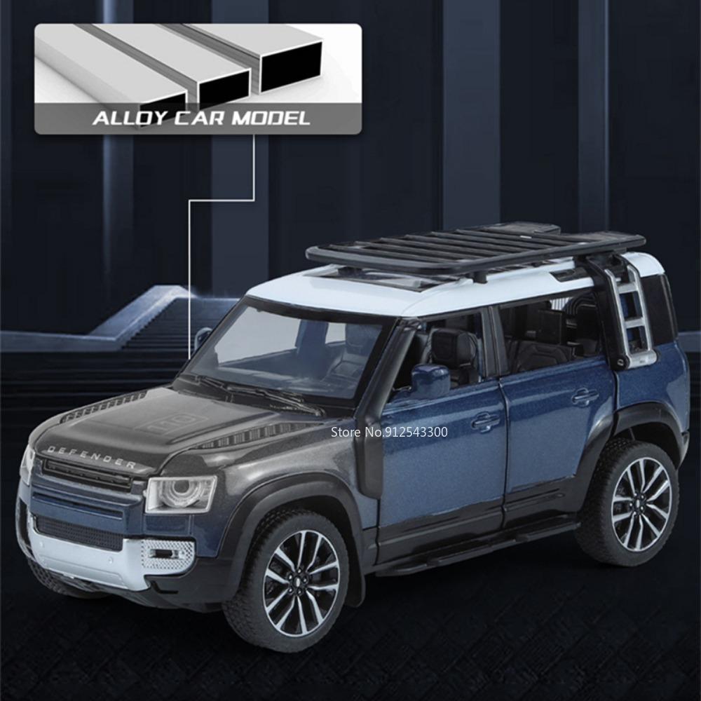 1/32 Scale LAND Rover Defender 110 Toy Car Model Alloy Diecast SUV Sound Light Pull Back Model Car Toy for Boy Gifts Collection