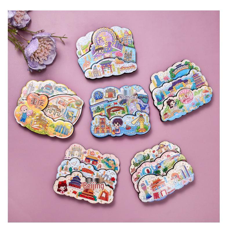 Magnetic Metal Refrigerator Magnets: City-Themed Cultural Souvenirs and Creative Tourist Gifts